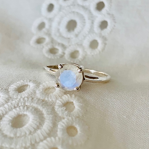Moonstone Solitaire Sterling Silver Ring - Picture 6 of 8